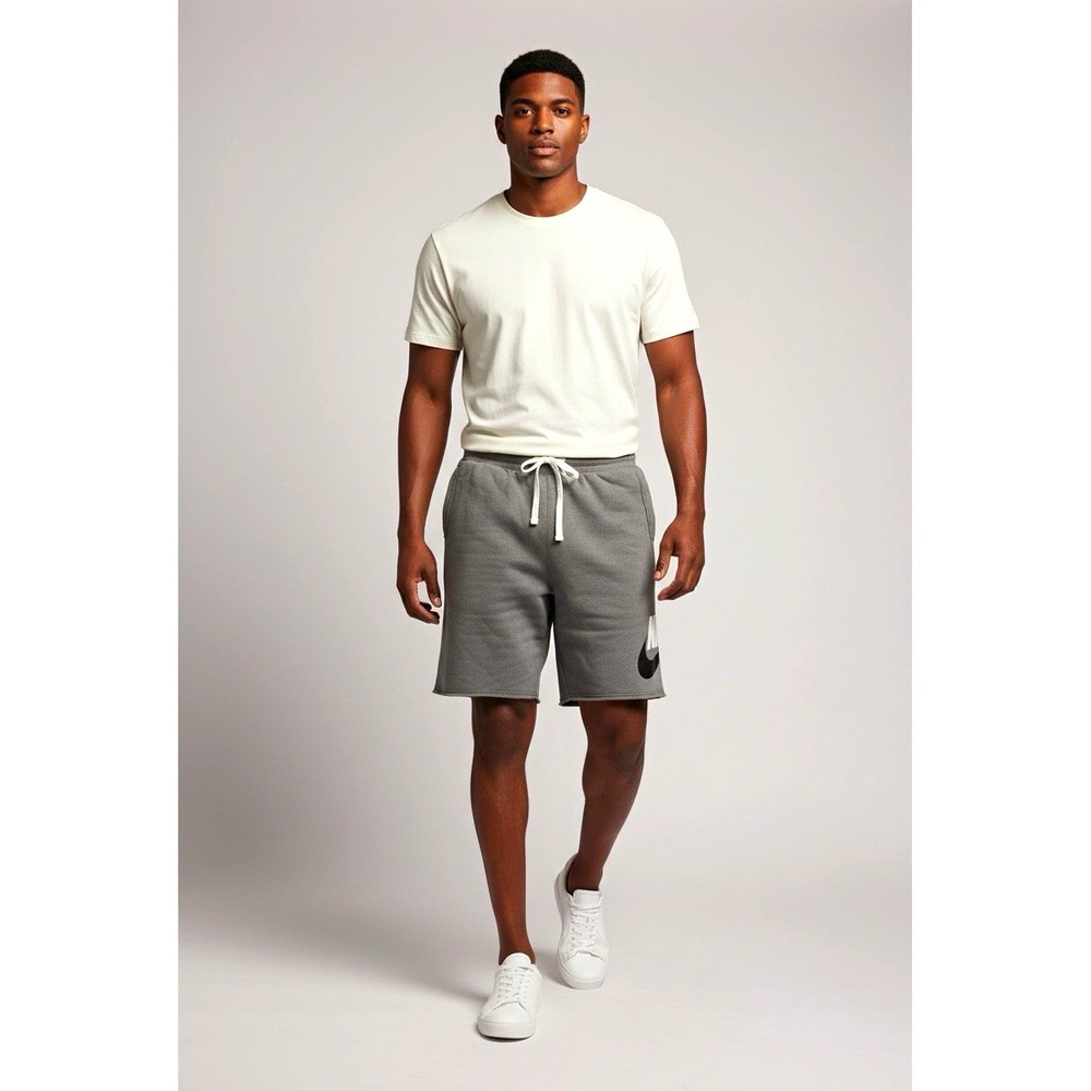 Nike Men's XXL Gray Knit Athletic Shorts Drawstring Elastic Waist Pockets